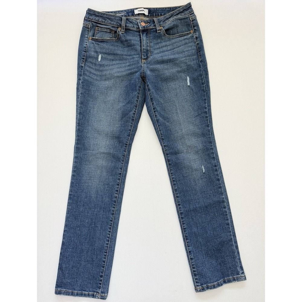 Sonoma Goods for Life Women's Straight Blue Medium Wash Denim Jeans 5-Pocket